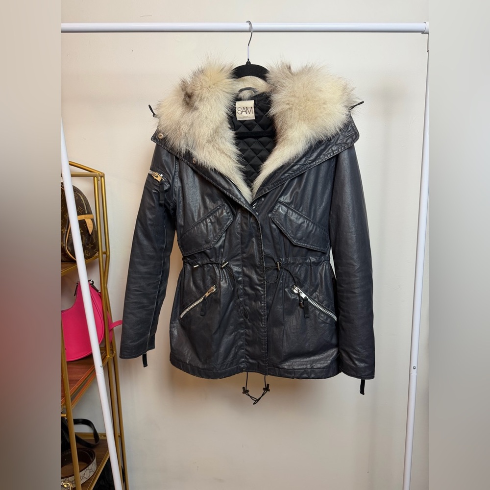 SAM. New York Rare Early 2010s Layered Parka with Genuine Finnish White Fox Fur - Picture 3 of 17